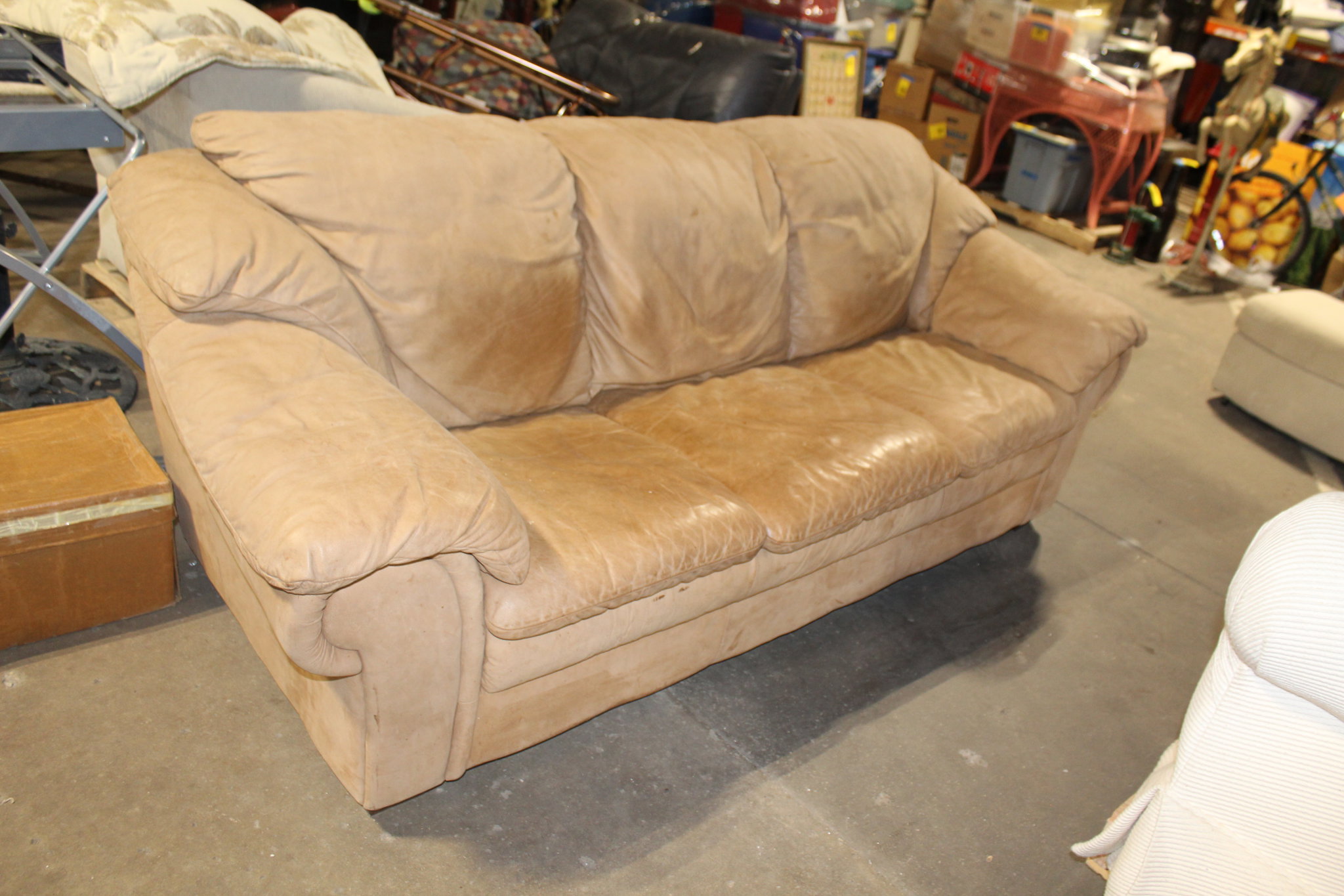 Picture of Used Beige Suede 3-Seater Sofa