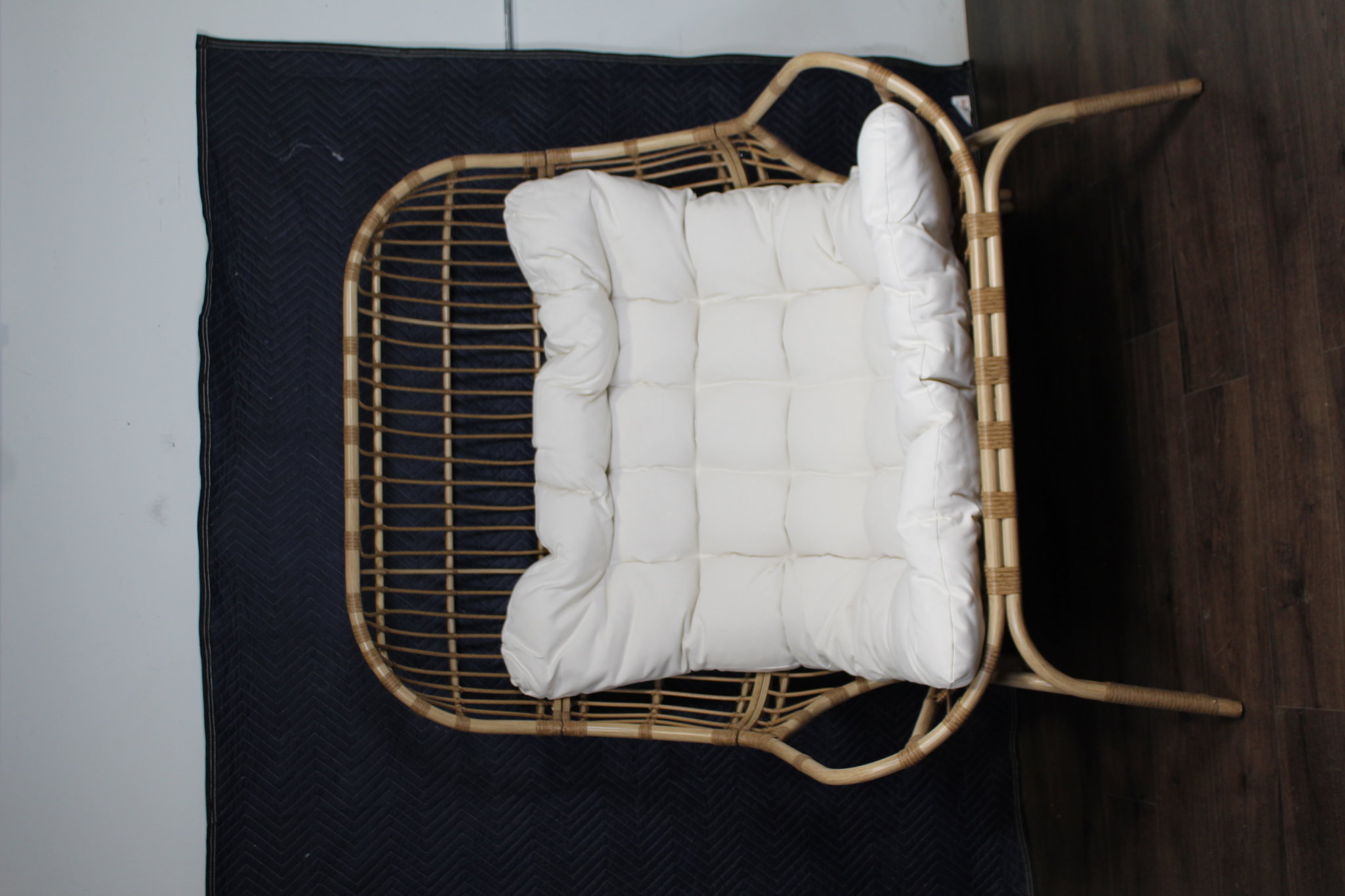 Picture of Wicker & Metal Patio Egg Chair, Outdoor Furniture - Natural/White